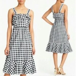 J. Crew Factory Black White Gingham Dress Sz6